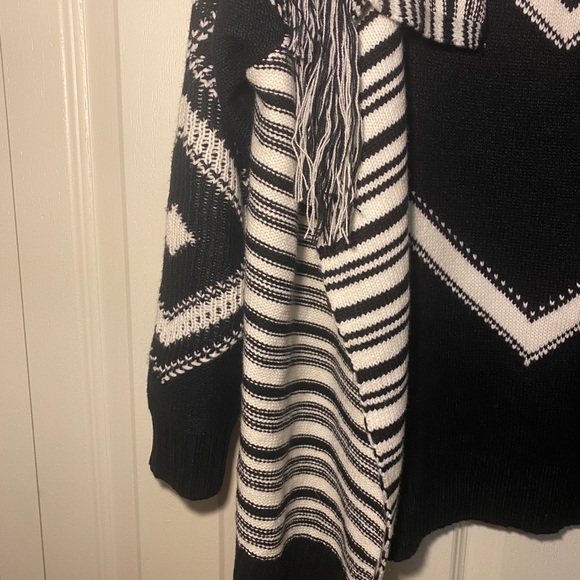 FDJ open front cozy cardigan poncho black white - Picture 5 of 11